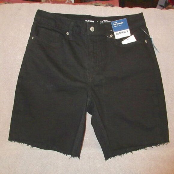 Old Navy Jean Shorts Womens Size 6 Black Denim Smoothing OG Straight Long NWT - Picture 1 of 10